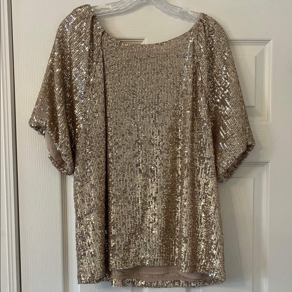 Ann Taylor Gold Sequin Blouse never worn size L